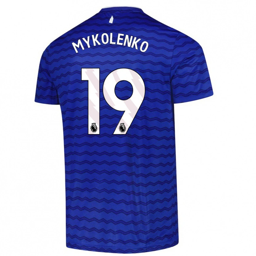 Danxen Mænd Vitaliy Mykolenko #19 Blå Navy Hjemmebane Spillertrøjer 2025/26 Trøje T-Shirt
