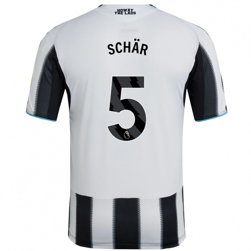 Danxen Mænd Fabian Schär #5 Sort Hvid Hjemmebane Spillertrøjer 2025/26 Trøje T-Shirt