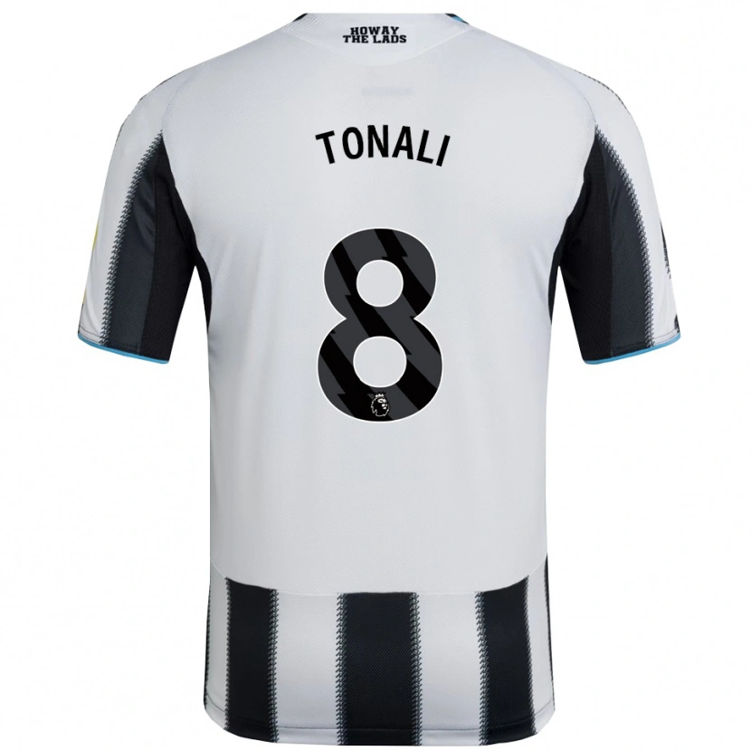 Danxen Mænd Sandro Tonali #8 Sort Hvid Hjemmebane Spillertrøjer 2025/26 Trøje T-Shirt