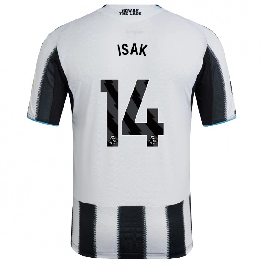 Danxen Mænd Alexander Isak #14 Sort Hvid Hjemmebane Spillertrøjer 2025/26 Trøje T-Shirt