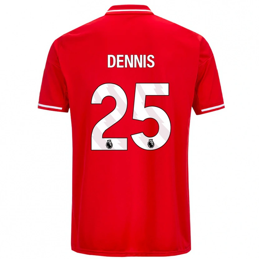 Danxen Mænd Emmanuel Dennis #25 Rød Hvid Hjemmebane Spillertrøjer 2025/26 Trøje T-Shirt