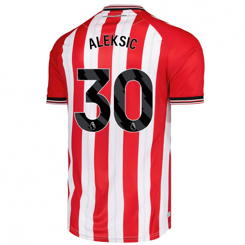 Danxen Mænd Milan Aleksic #30 Rød Hvid Hjemmebane Spillertrøjer 2025/26 Trøje T-Shirt