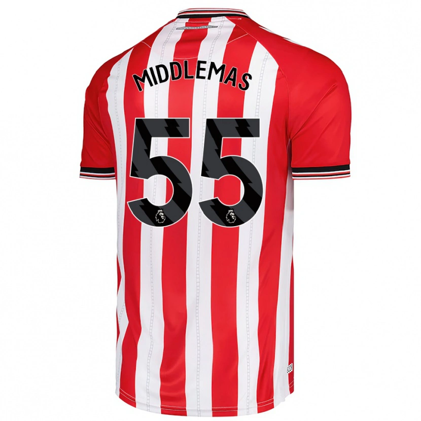 Danxen Mænd Ben Middlemas #55 Rød Hvid Hjemmebane Spillertrøjer 2025/26 Trøje T-Shirt