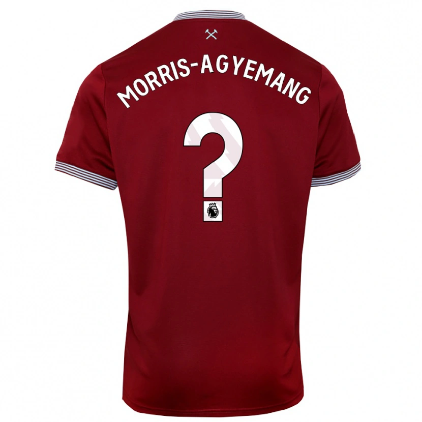 Danxen Mænd Reggie Morris-Agyemang #0 Bourgogne Hvid Hjemmebane Spillertrøjer 2025/26 Trøje T-Shirt
