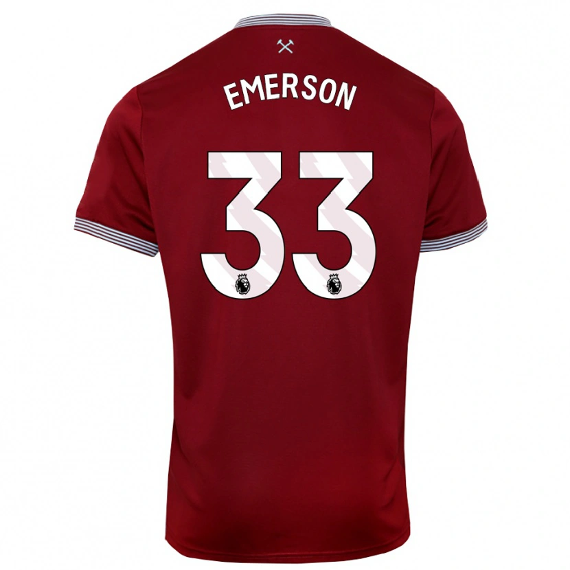 Danxen Mænd Emerson #33 Bourgogne Hvid Hjemmebane Spillertrøjer 2025/26 Trøje T-Shirt