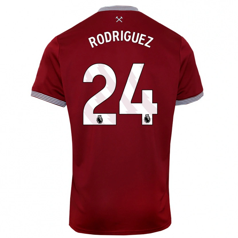 Danxen Mænd Guido Rodríguez #24 Bourgogne Hvid Hjemmebane Spillertrøjer 2025/26 Trøje T-Shirt