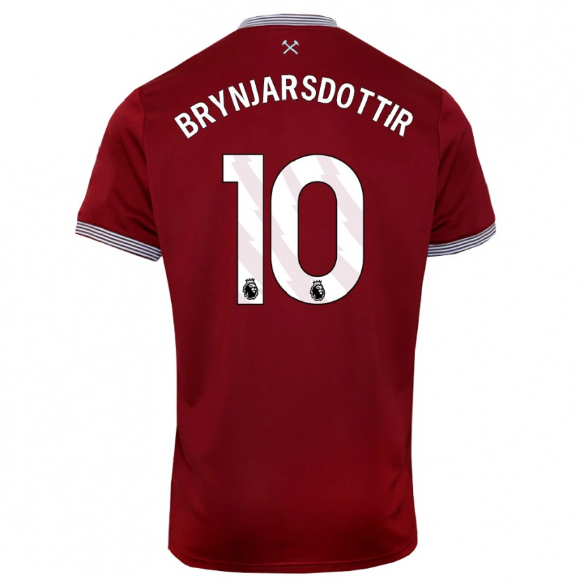 Danxen Mænd Dagný Brynjarsdóttir #10 Bourgogne Hvid Hjemmebane Spillertrøjer 2025/26 Trøje T-Shirt