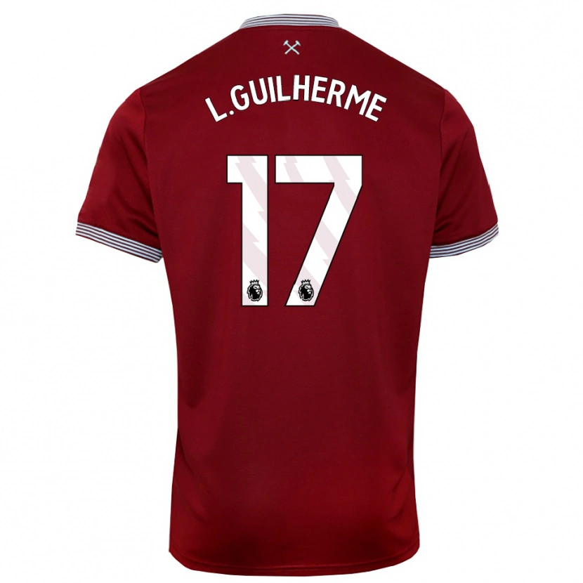 Danxen Mænd Luis Guilherme #17 Bourgogne Hvid Hjemmebane Spillertrøjer 2025/26 Trøje T-Shirt