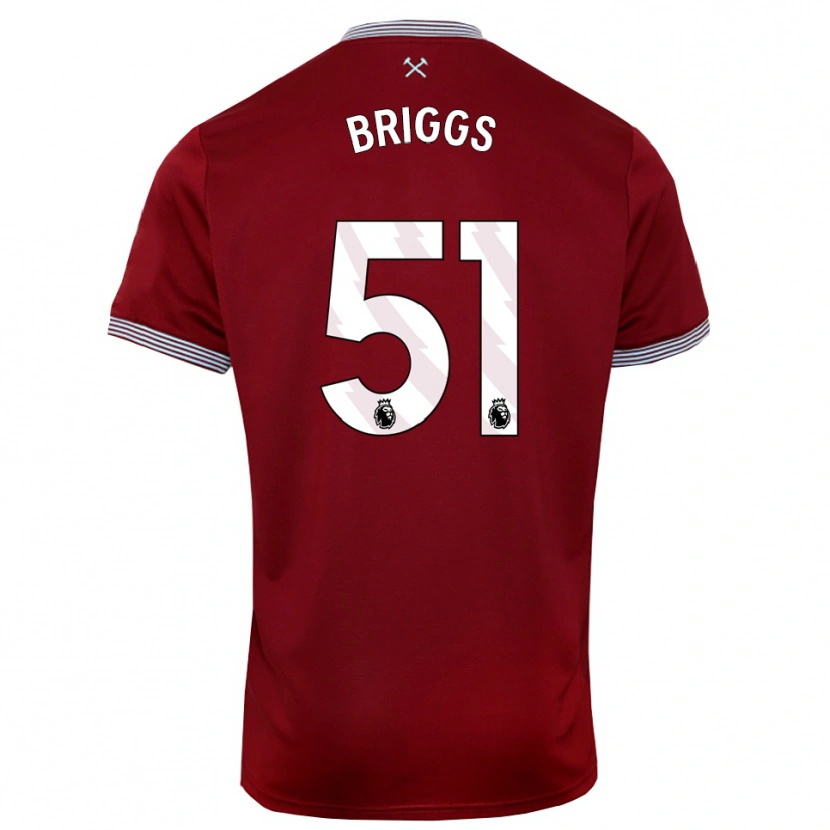 Danxen Mænd Josh Briggs #51 Bourgogne Hvid Hjemmebane Spillertrøjer 2025/26 Trøje T-Shirt