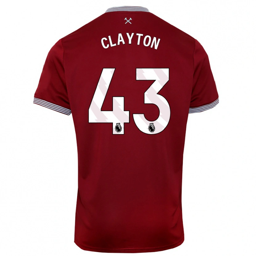 Danxen Mænd Regan Clayton #43 Bourgogne Hvid Hjemmebane Spillertrøjer 2025/26 Trøje T-Shirt
