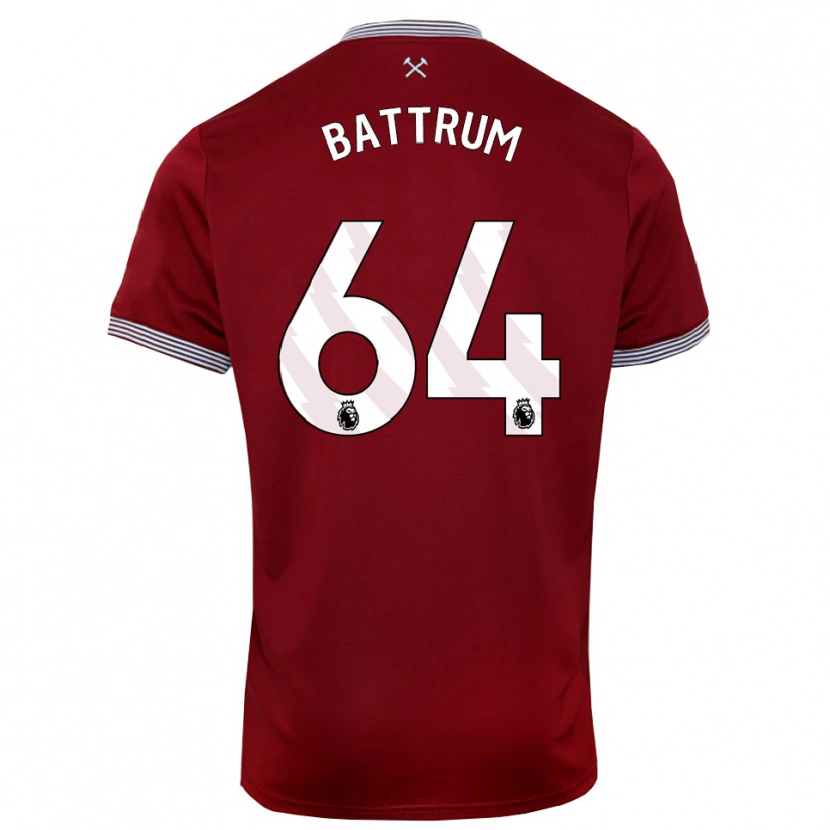 Danxen Mænd Ryan Battrum #64 Bourgogne Hvid Hjemmebane Spillertrøjer 2025/26 Trøje T-Shirt