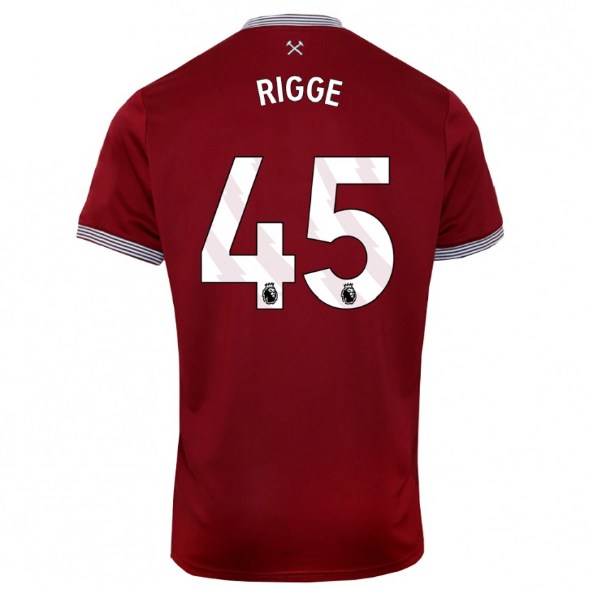 Danxen Mænd Daniel Rigge #45 Bourgogne Hvid Hjemmebane Spillertrøjer 2025/26 Trøje T-Shirt