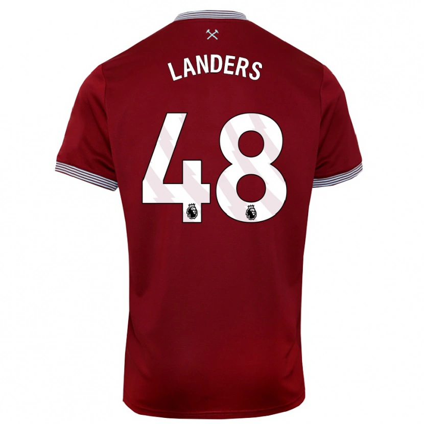 Danxen Mænd Josh Landers #48 Bourgogne Hvid Hjemmebane Spillertrøjer 2025/26 Trøje T-Shirt