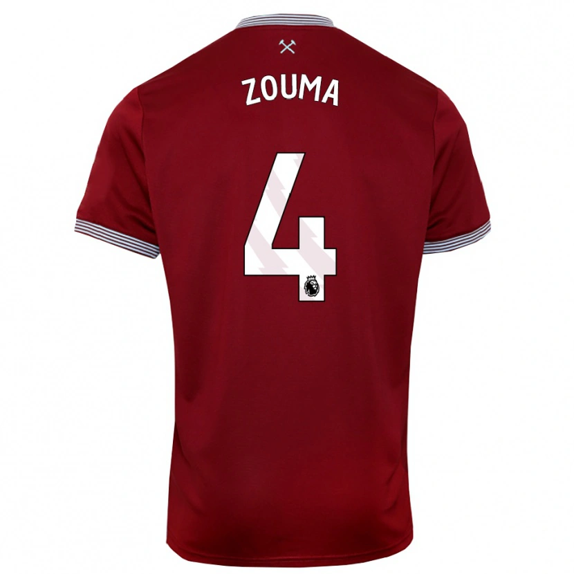 Danxen Mænd Kurt Zouma #4 Bourgogne Hvid Hjemmebane Spillertrøjer 2025/26 Trøje T-Shirt