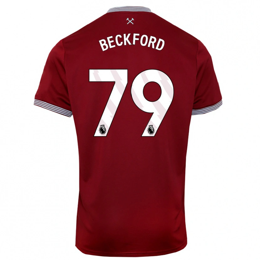 Danxen Mænd Lewis Beckford #79 Bourgogne Hvid Hjemmebane Spillertrøjer 2025/26 Trøje T-Shirt
