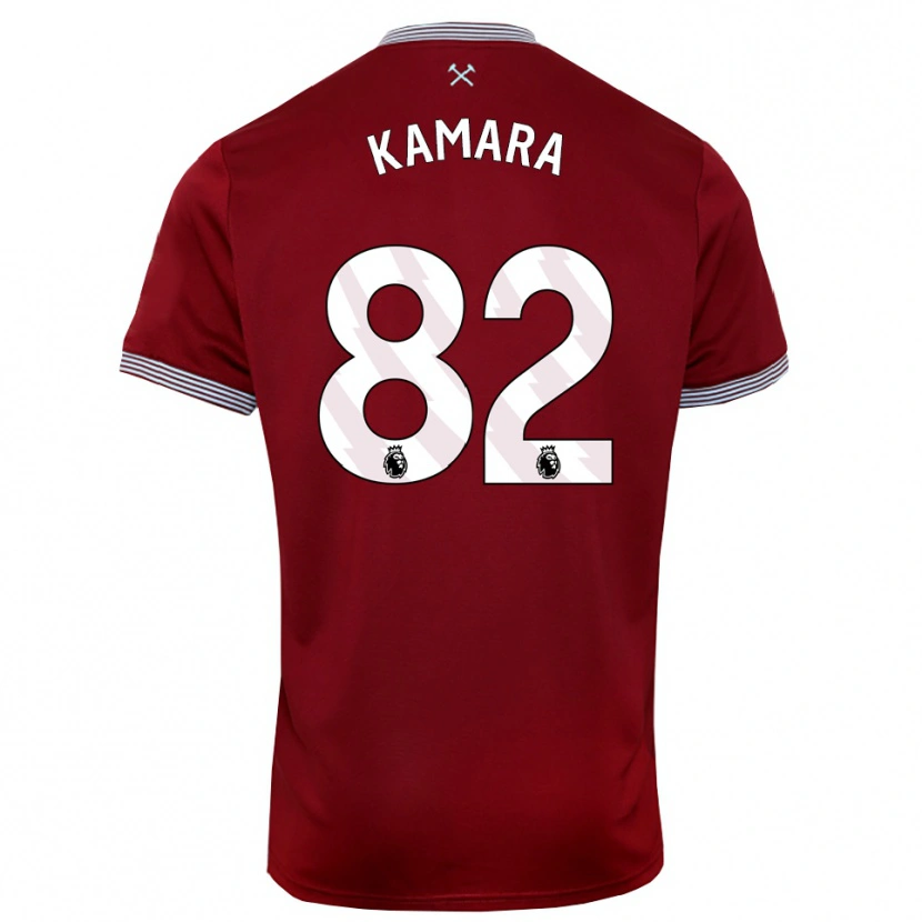 Danxen Mænd Aaron Kamara #82 Bourgogne Hvid Hjemmebane Spillertrøjer 2025/26 Trøje T-Shirt