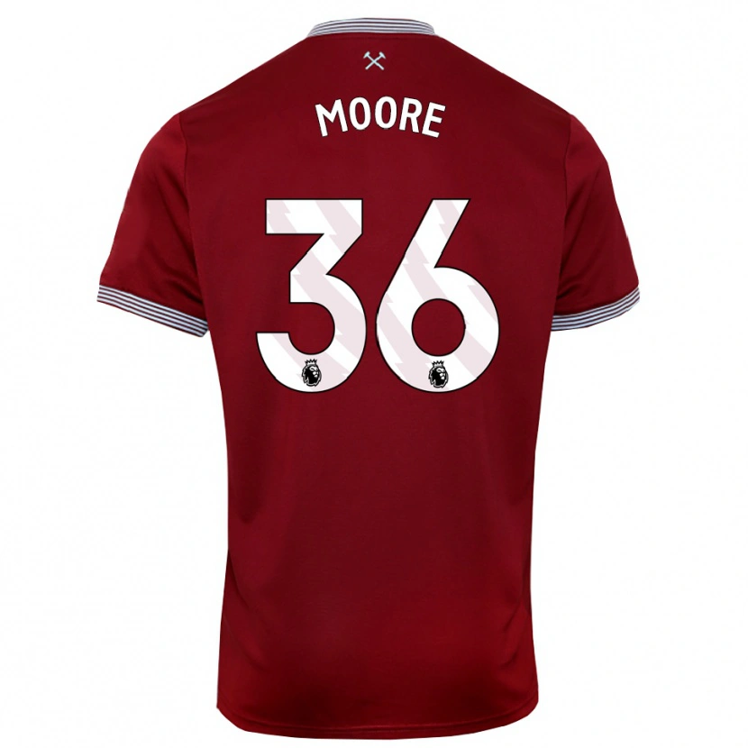 Danxen Mænd Sean Moore #36 Bourgogne Hvid Hjemmebane Spillertrøjer 2025/26 Trøje T-Shirt