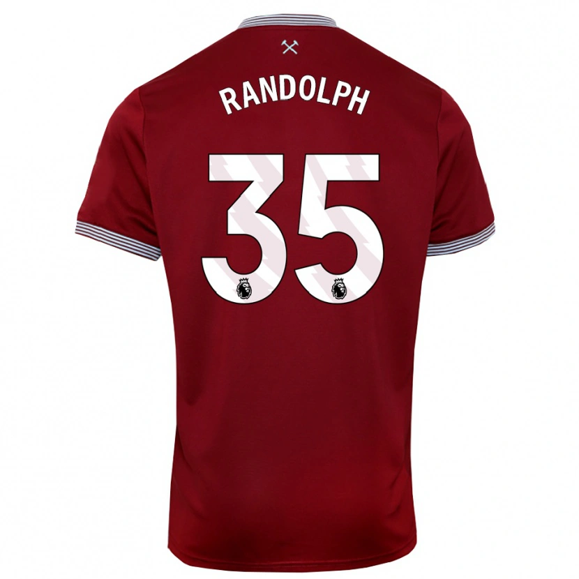 Danxen Mænd Darren Randolph #35 Bourgogne Hvid Hjemmebane Spillertrøjer 2025/26 Trøje T-Shirt