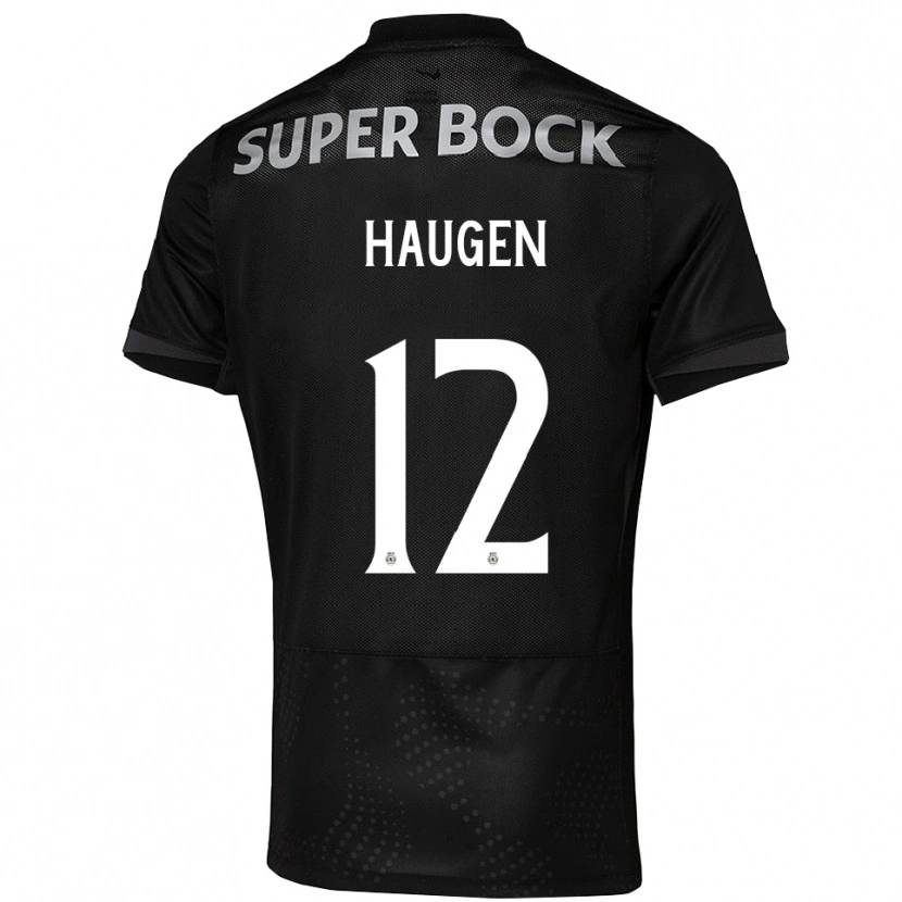 Danxen Mænd Madison Haugen #12 Sort Hvid Udebane Spillertrøjer 2025/26 Trøje T-Shirt