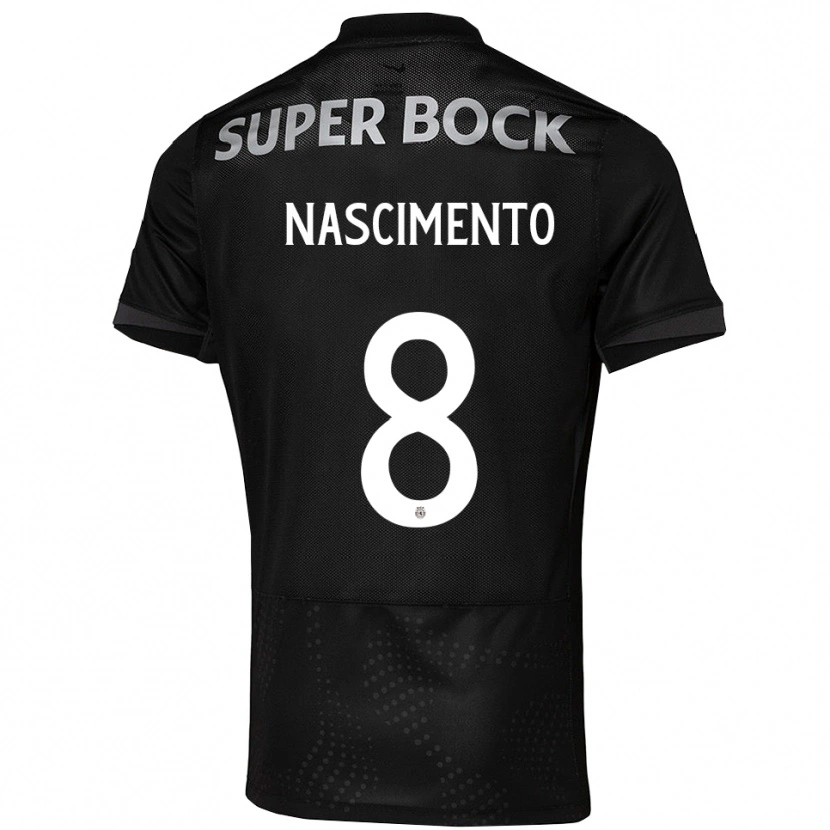 Danxen Mænd Sandro Nascimento #8 Sort Hvid Udebane Spillertrøjer 2025/26 Trøje T-Shirt