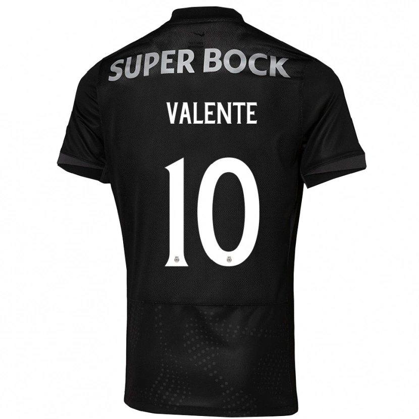 Danxen Mænd João Valente #10 Sort Hvid Udebane Spillertrøjer 2025/26 Trøje T-Shirt