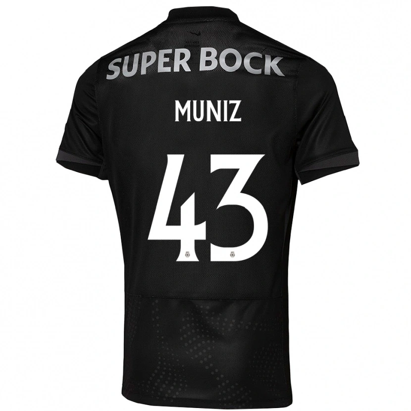 Danxen Mænd João Muniz #43 Sort Hvid Udebane Spillertrøjer 2025/26 Trøje T-Shirt