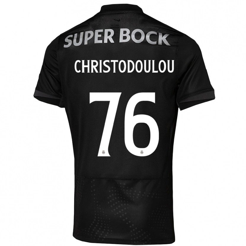 Danxen Mænd Argyris Christodoulou #76 Sort Hvid Udebane Spillertrøjer 2025/26 Trøje T-Shirt