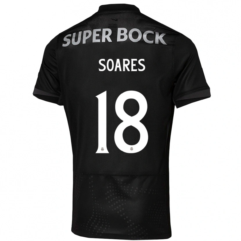 Danxen Mænd Simão Soares #18 Sort Hvid Udebane Spillertrøjer 2025/26 Trøje T-Shirt