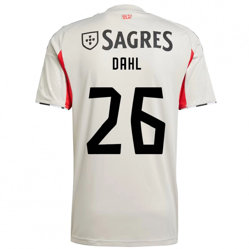 Danxen Mænd Samuel Dahl #26 Off White Rød Udebane Spillertrøjer 2025/26 Trøje T-Shirt
