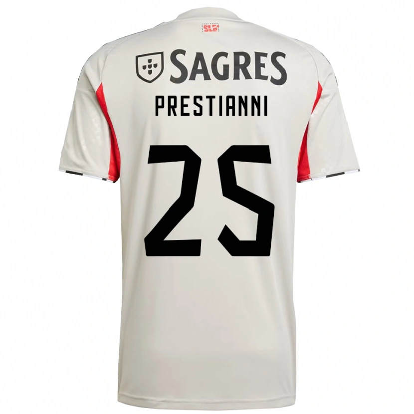 Danxen Mænd Gianluca Prestianni #25 Off White Rød Udebane Spillertrøjer 2025/26 Trøje T-Shirt