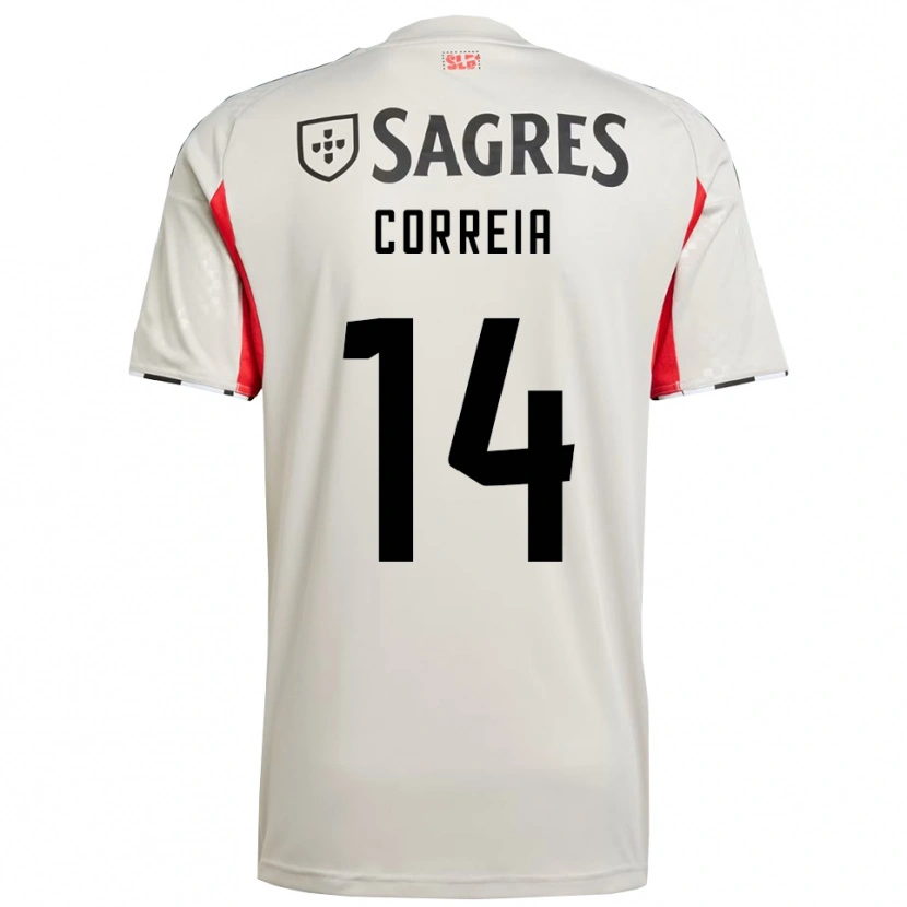 Danxen Mænd Carolina Correia #14 Off White Rød Udebane Spillertrøjer 2025/26 Trøje T-Shirt