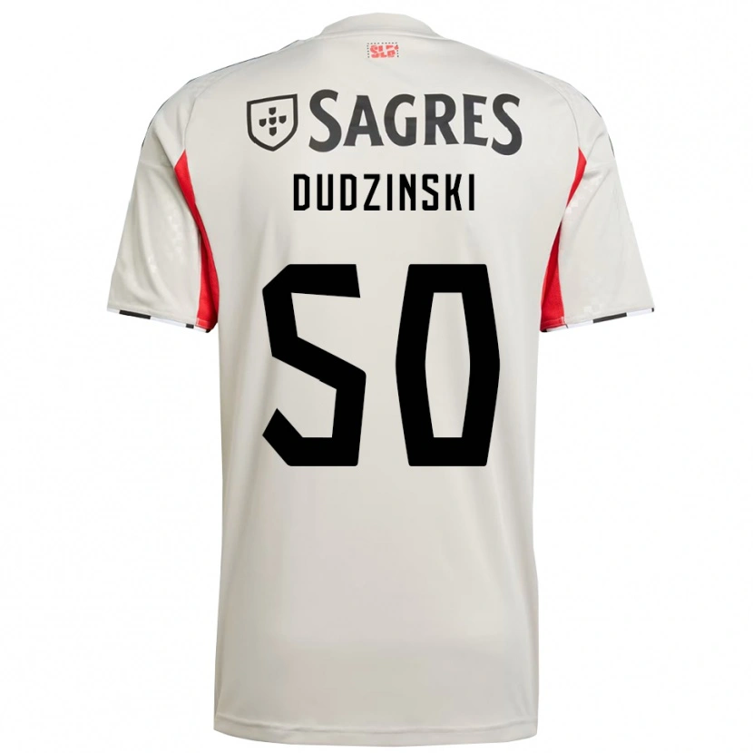 Danxen Mænd Marcel Dudzinski #50 Off White Rød Udebane Spillertrøjer 2025/26 Trøje T-Shirt