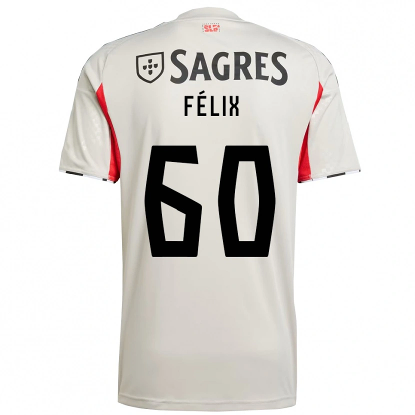 Danxen Mænd Nuno Félix #60 Off White Rød Udebane Spillertrøjer 2025/26 Trøje T-Shirt