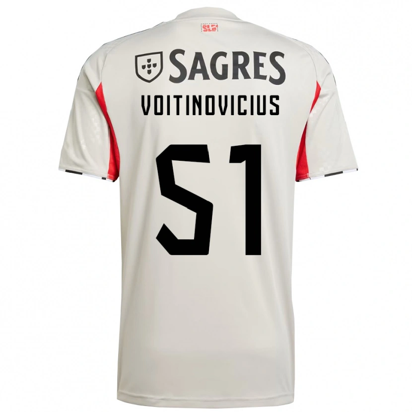 Danxen Mænd Arnas Voitinovičius #51 Off White Rød Udebane Spillertrøjer 2025/26 Trøje T-Shirt