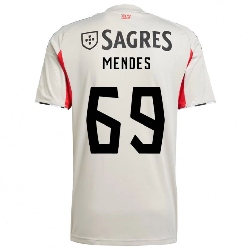 Danxen Mænd Vladimir Mendes #69 Off White Rød Udebane Spillertrøjer 2025/26 Trøje T-Shirt