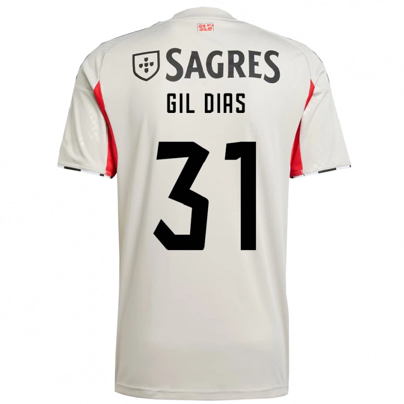 Danxen Mænd Gil Dias #31 Off White Rød Udebane Spillertrøjer 2025/26 Trøje T-Shirt