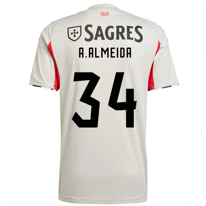 Danxen Mænd Andre Almeida #34 Off White Rød Udebane Spillertrøjer 2025/26 Trøje T-Shirt