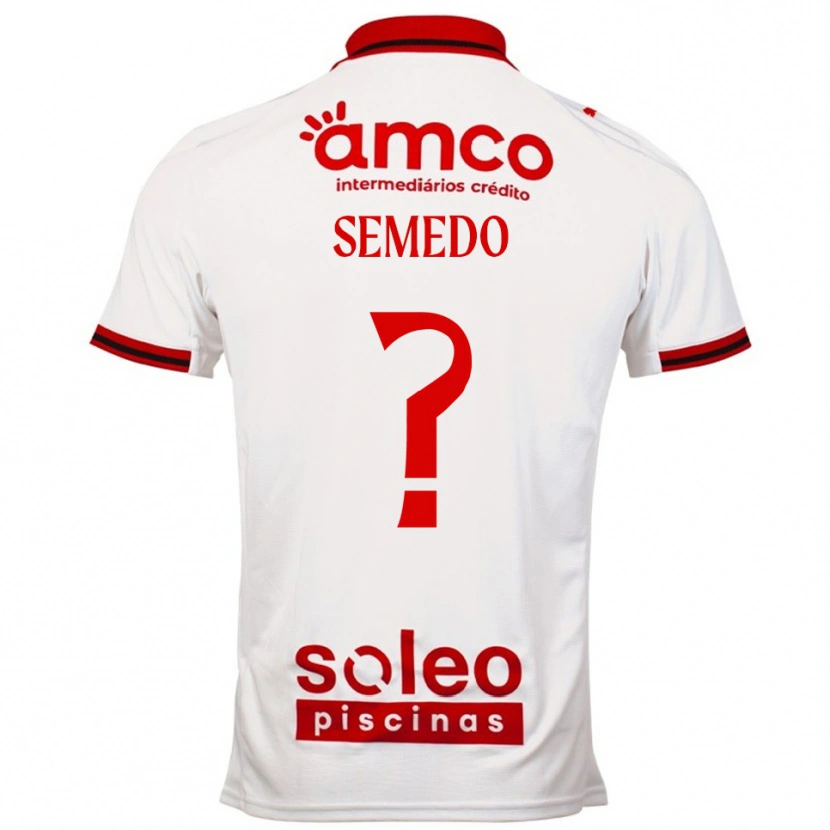 Danxen Mænd Nuno Semedo #0 Hvid Rød Udebane Spillertrøjer 2025/26 Trøje T-Shirt