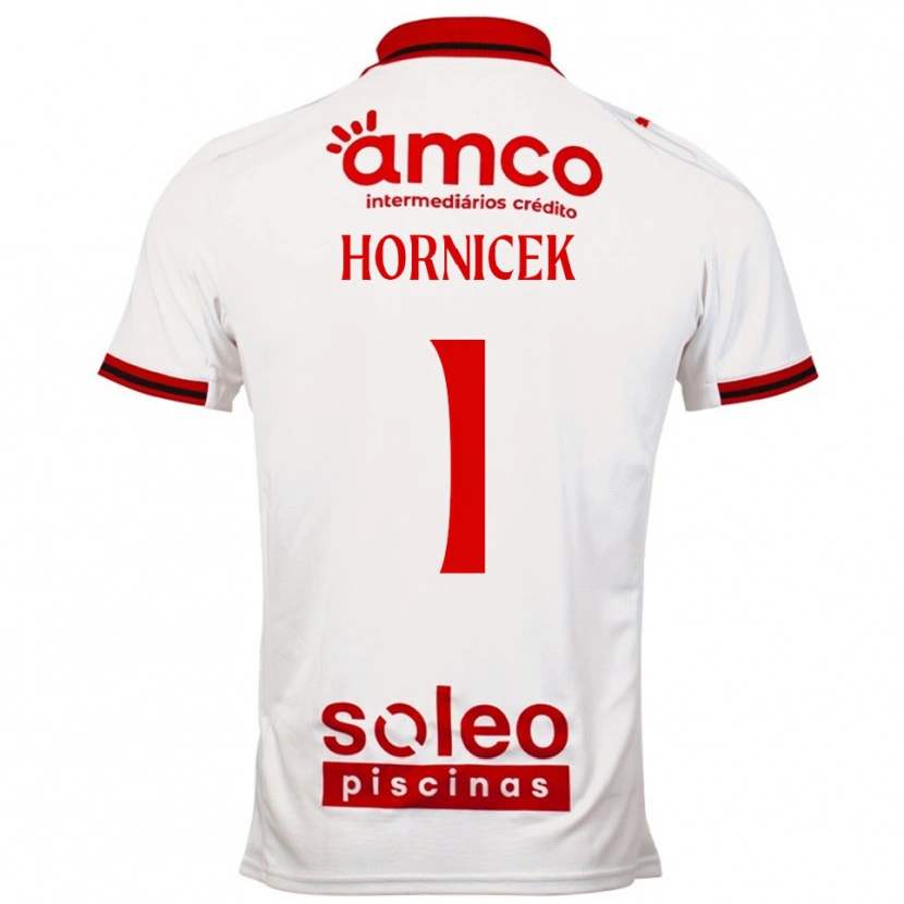 Danxen Mænd Lukas Hornicek #1 Hvid Rød Udebane Spillertrøjer 2025/26 Trøje T-Shirt