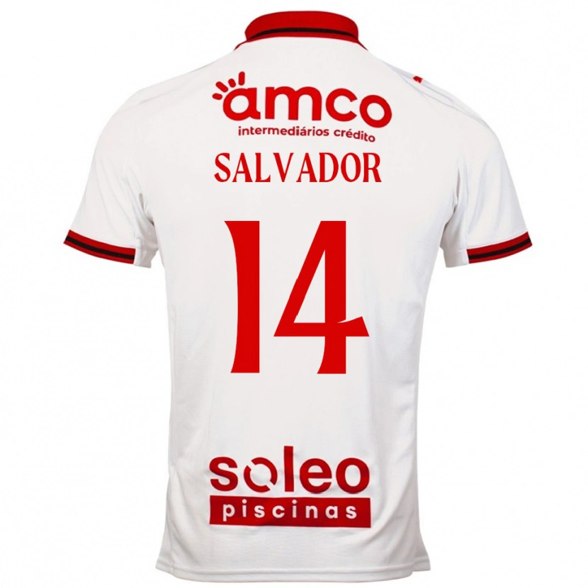 Danxen Mænd João Salvador #14 Hvid Rød Udebane Spillertrøjer 2025/26 Trøje T-Shirt