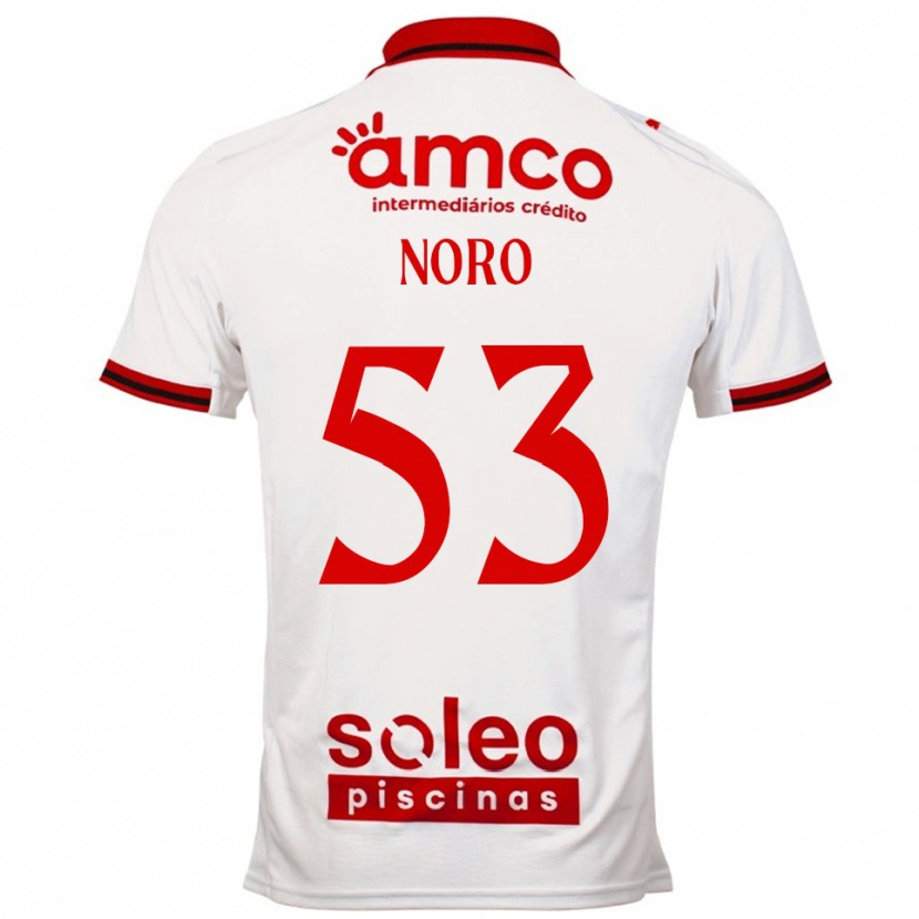 Danxen Mænd Jonatás Noro #53 Hvid Rød Udebane Spillertrøjer 2025/26 Trøje T-Shirt