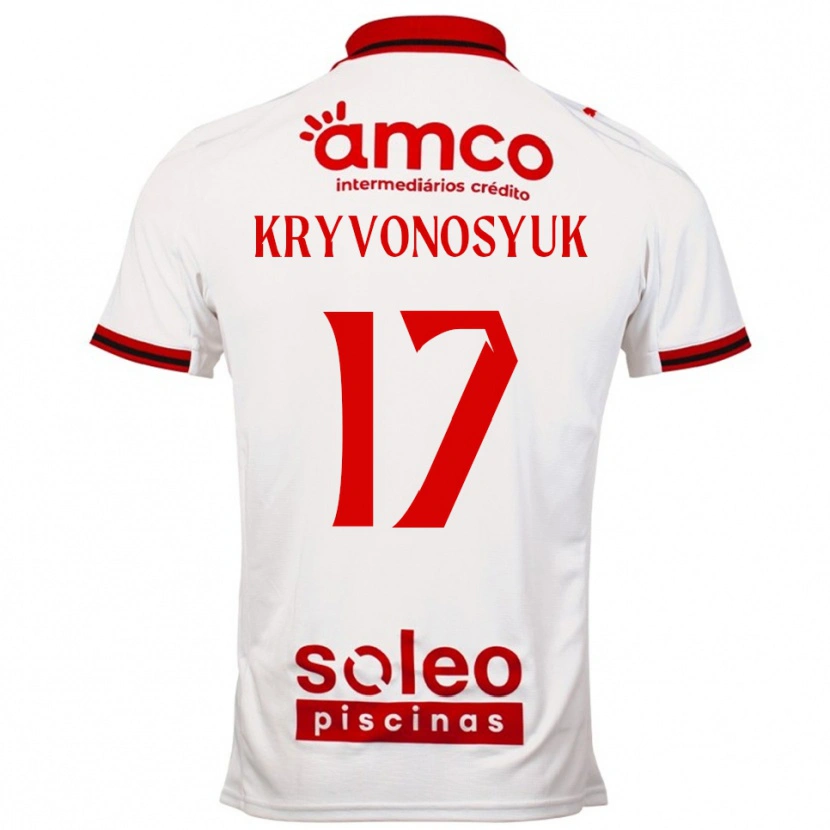 Danxen Mænd Leonardo Kryvonosyuk #17 Hvid Rød Udebane Spillertrøjer 2025/26 Trøje T-Shirt