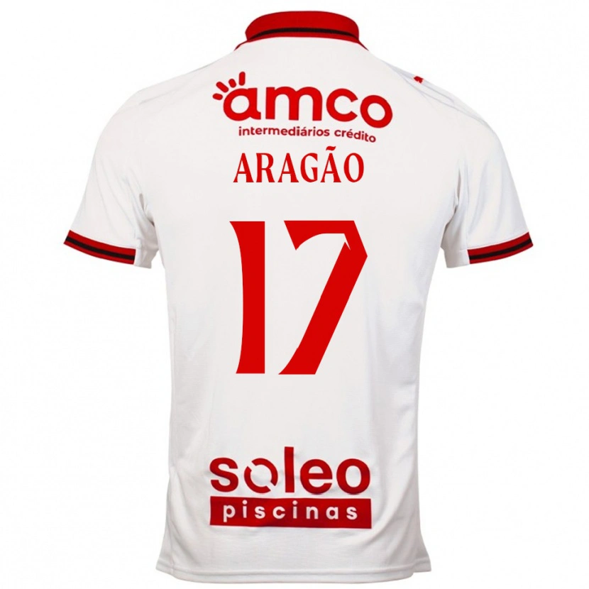 Danxen Mænd João Aragão #17 Hvid Rød Udebane Spillertrøjer 2025/26 Trøje T-Shirt
