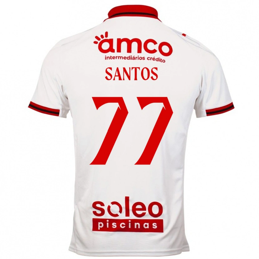 Danxen Mænd Edu Santos #77 Hvid Rød Udebane Spillertrøjer 2025/26 Trøje T-Shirt