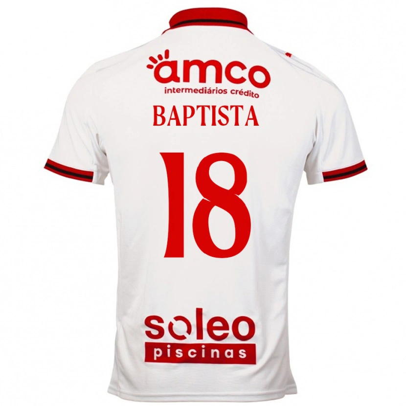 Danxen Mænd Tiago Baptista #18 Hvid Rød Udebane Spillertrøjer 2025/26 Trøje T-Shirt