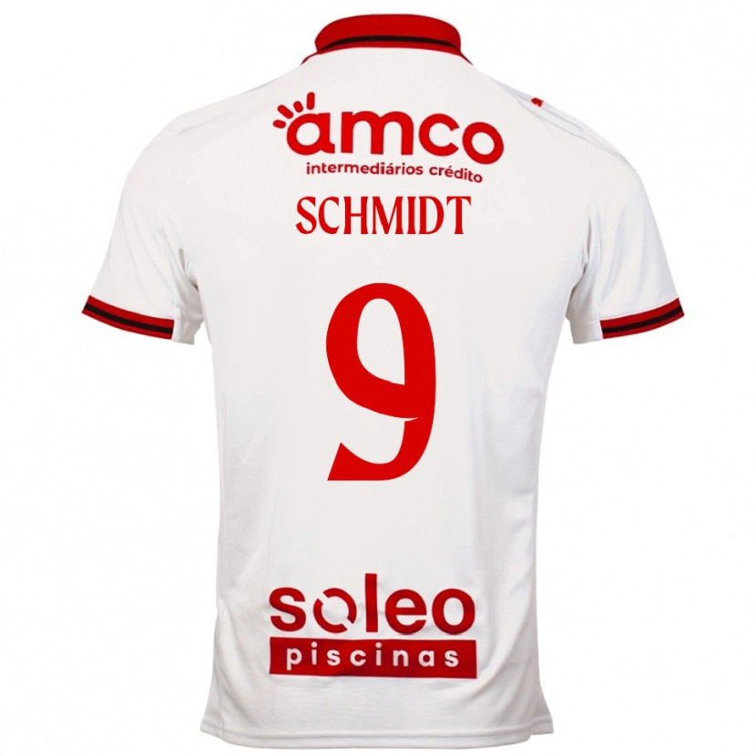 Danxen Mænd Malu Schmidt #9 Hvid Rød Udebane Spillertrøjer 2025/26 Trøje T-Shirt