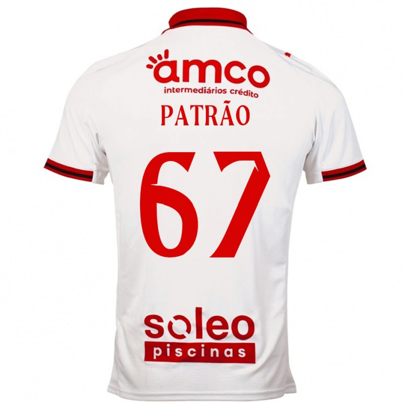 Danxen Mænd Afonso Patrão #67 Hvid Rød Udebane Spillertrøjer 2025/26 Trøje T-Shirt