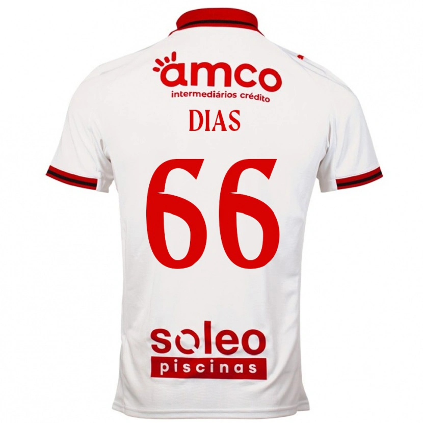 Danxen Mænd Gonçalo Dias #66 Hvid Rød Udebane Spillertrøjer 2025/26 Trøje T-Shirt