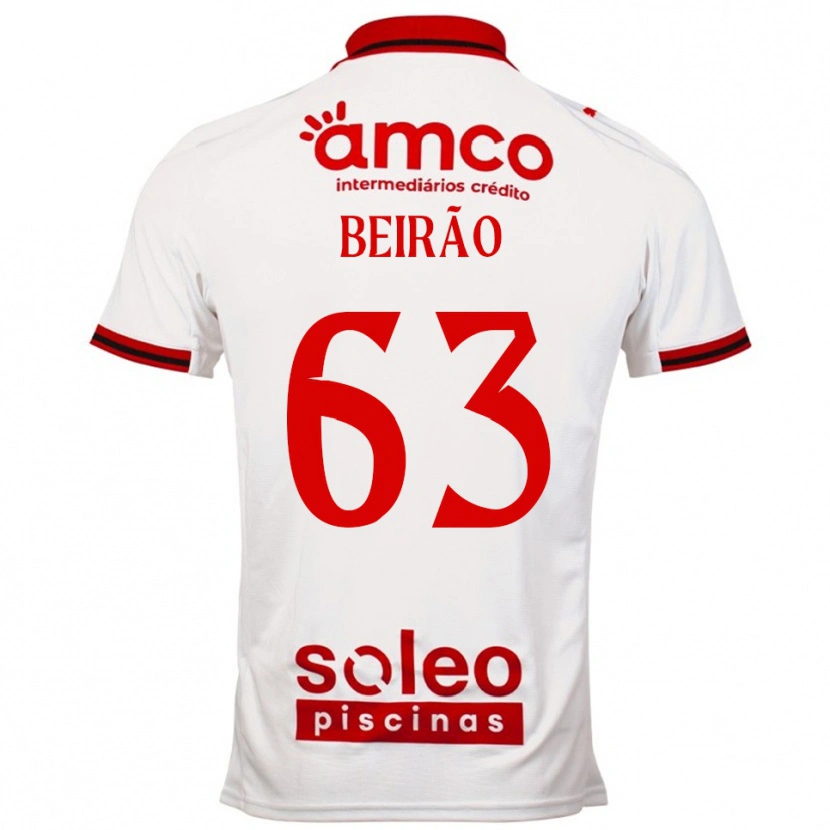 Danxen Mænd Rodrigo Beirão #63 Hvid Rød Udebane Spillertrøjer 2025/26 Trøje T-Shirt