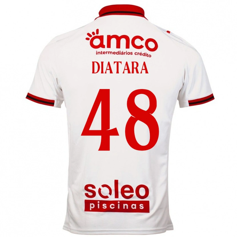 Danxen Mænd Samba Diatara #48 Hvid Rød Udebane Spillertrøjer 2025/26 Trøje T-Shirt